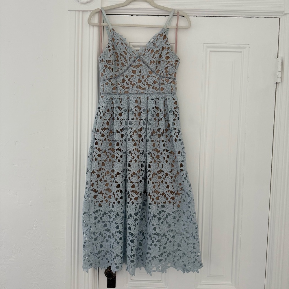 Entro Blue Gray Spaghetti Strap Sundress Midi